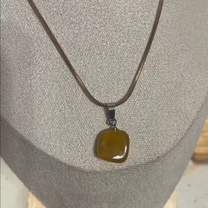 Brown chalcedony stone Pendant Necklace